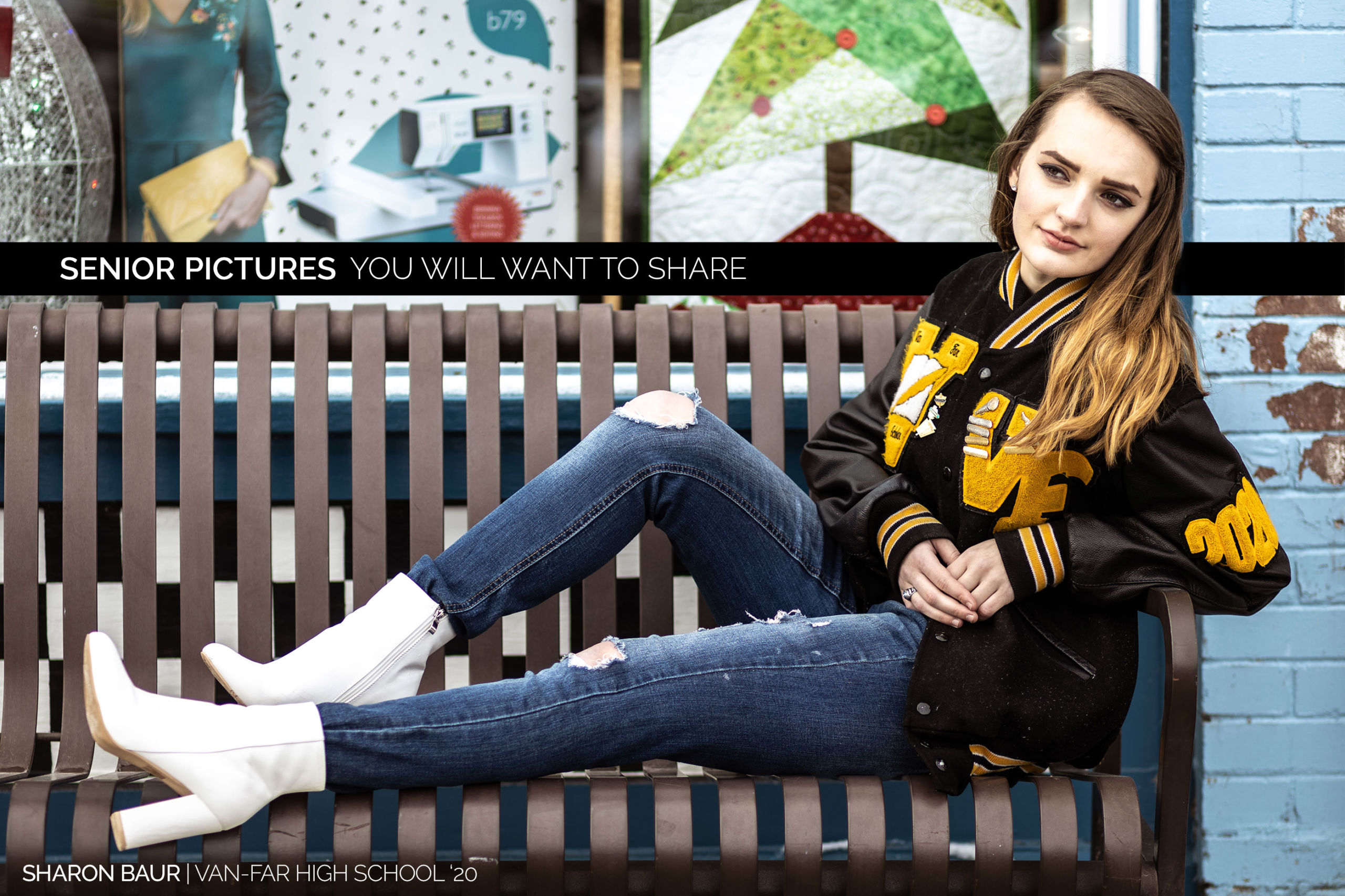 Senior girl on a bench